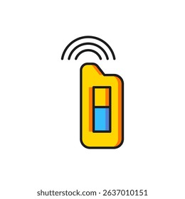 Color Car key with remote icon isolated on white background. Car key and alarm system. Flat filled outline style with shadow. Vector