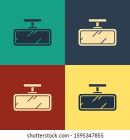 Color Car mirror icon isolated on color background. Vintage style drawing. Vector Illustration