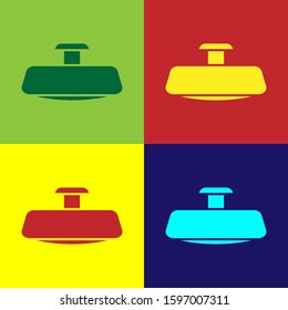 Color Car mirror icon isolated on color background.  Vector Illustration