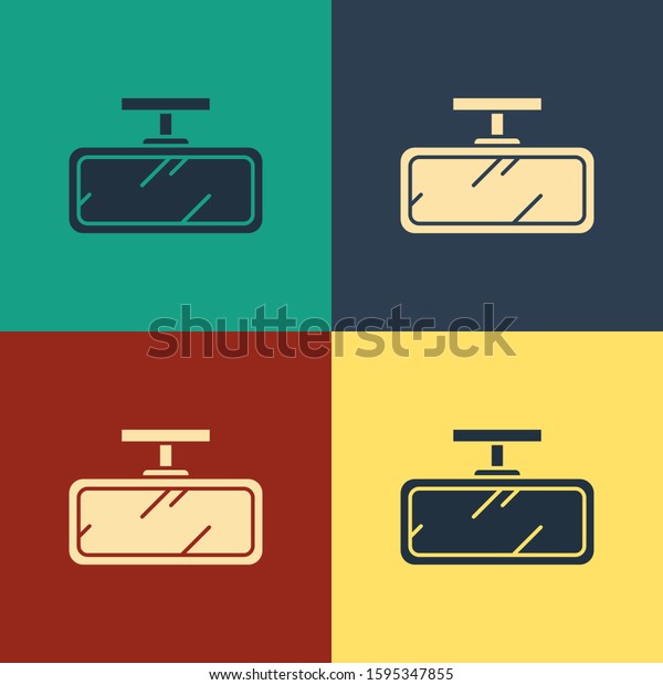 Color Car mirror icon\
isolated on color background. Vintage style drawing. Vector\
Illustration