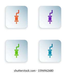 Color Car muffler icon isolated on white background. Set icons in square buttons. Vector Illustration