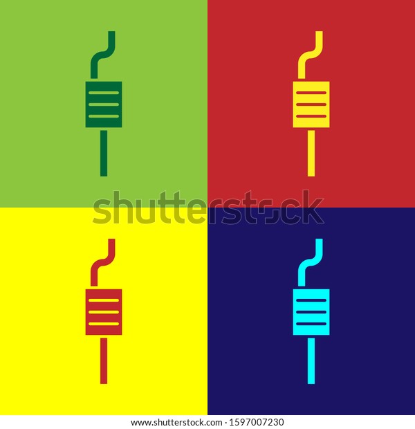 Color Car muffler icon isolated on
color background. Exhaust pipe.  Vector
Illustration