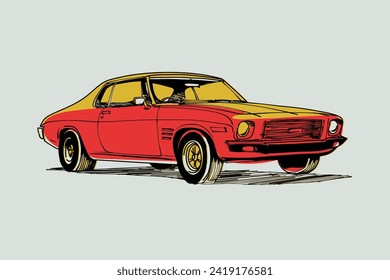 Color car outline vector image. Vehicle art.