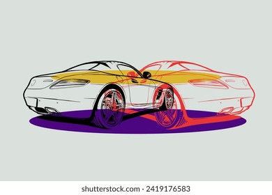 Color car outline vector image. Vehicle art.