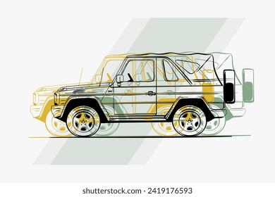 Color car outline vector image. Vehicle art.