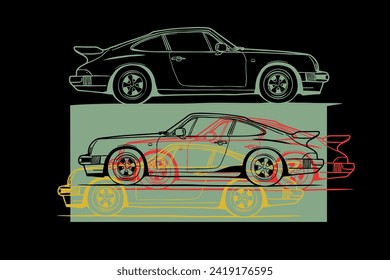 Color car outline vector image. Vehicle art.