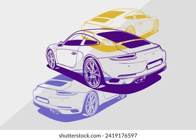 Color car outline vector image. Vehicle art.