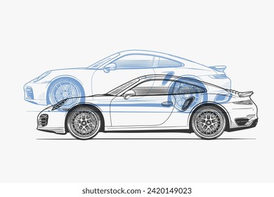 Color car outline vector image. Vehicle art.