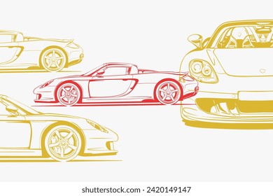 Color car outline vector image. Vehicle art.