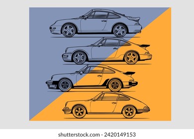 Color car outline vector image. Vehicle art.