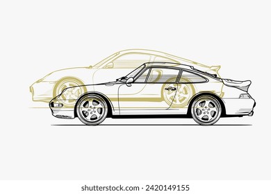 Color car outline vector image. Vehicle art.