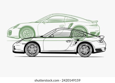 Color car outline vector image. Vehicle art.