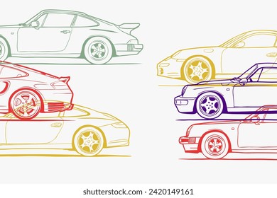 Color car outline vector image. Vehicle art.