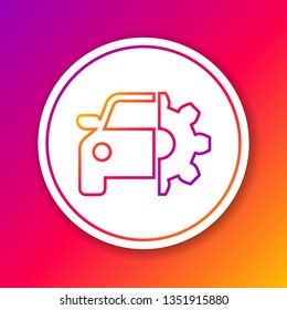 Color Car service line icon isolated on color background. Auto mechanic service. Mechanic service. Repair service auto mechanic. Maintenance sign. Circle white button. Vector Illustration