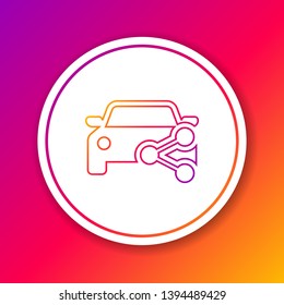 Color Car sharing line icon isolated on color background. Carsharing sign. Transport renting service concept. Circle white button. Vector Illustration