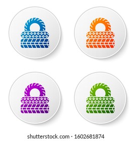 Color Car tire icon isolated on white background. Set icons in circle buttons. Vector Illustration