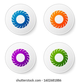 Color Car tire icon isolated on white background. Set icons in circle buttons. Vector Illustration