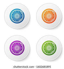 Color Car wheel icon isolated on white background. Set icons in circle buttons. Vector Illustration