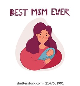 tarjeta de color para el día de la madre. mamás de arte vectorial y bebé