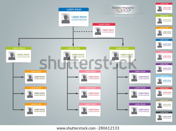 カラーカード組織図情報グラフィック 複数の色 ビジネス構造のコンセプト ビジネスフローチャートの作業プロセス ベクターイラスト のベクター画像素材 ロイヤリティフリー