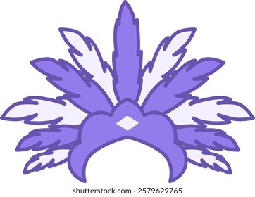 Color Carnival Headdress Icon. Vector Icon. Feather Hat, Festival, or Party Wear. Brazilian Carnival Concept