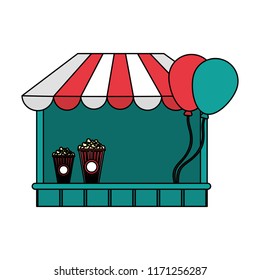 color carnival store festival with popcorn and balloons
