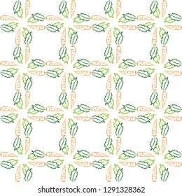 Color carrot vegetable leaf vector plain seamless pattern. Simplified retro illustration. Wrapping or scrapbook paper background.Childish style garden. Element for design, wallpaper, fabric printing.