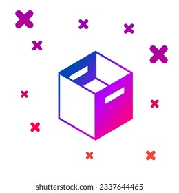 Color Carton cardboard box icon isolated on white background. Box, package, parcel sign. Delivery and packaging. Gradient random dynamic shapes. Vector