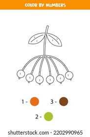 Color the cartoon ash berry by numbers. Coloring page for kids. 