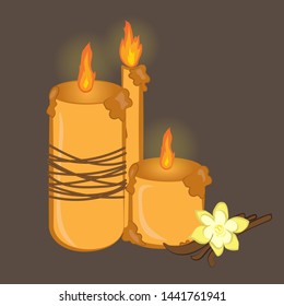 Color cartoon candles with vanilla