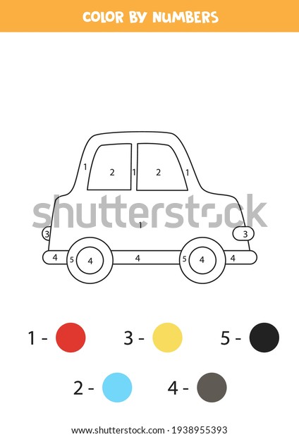 Color Cartoon Car By Numbers Coloring Stock Vector (Royalty Free ...