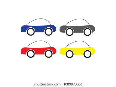 Color Cartoon Car Isolated on White Background. Vector illustration EPS10.