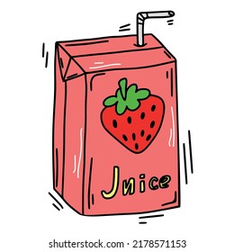 Color cartoon. Doodle pack of juice