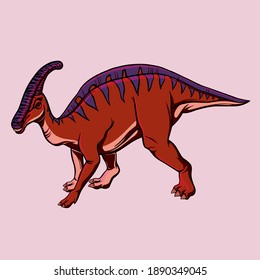 Color cartoon drawing of Hadrosaurus dinosaur for printing. Illustration for children. Vector