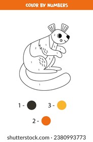 Color the cartoon giant squirrel by numbers. Coloring page for kids. 