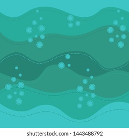 Color cartoon handcraft ocean pattern wuth bubbles