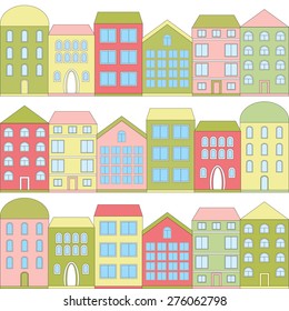 Color cartoon houses, vector illustration