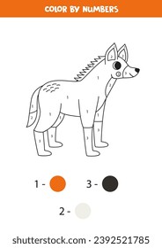 Color cartoon maned wolf by numbers. Worksheet for kids.