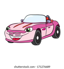 color cartoon of merry car cabriolet;