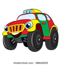 Color cartoon of merry car jeep.