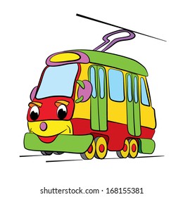 color cartoon of merry tram;