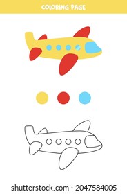 Color the cartoon parrot by numbers. Coloring page for kids. 