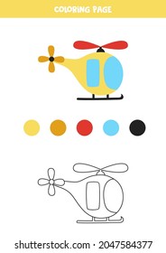 Color the cartoon parrot by numbers. Coloring page for kids. 