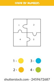 Color the cartoon puzzle by numbers. Coloring page for kids. 
