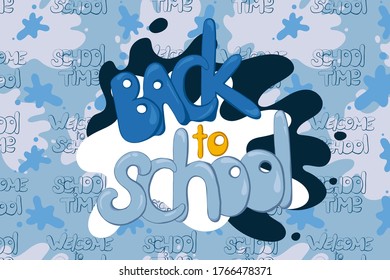 Banner de la escuela de dibujos animados a color. ilustración vectorial