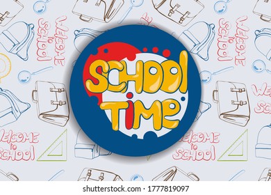 Color cartoon school banner. vector illustration