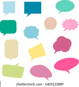 color cartoon speech bubbles set with different shape isolated on white background. vector illustration 