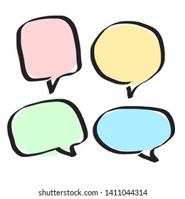 color cartoon speech bubbles set isolated in white background. vector illustration 