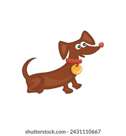 in color cartoon style illustration of dachshund symbol. Vector