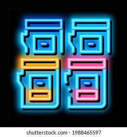 color cartridges neon light sign vector. Glowing bright icon color cartridges sign. transparent symbol illustration